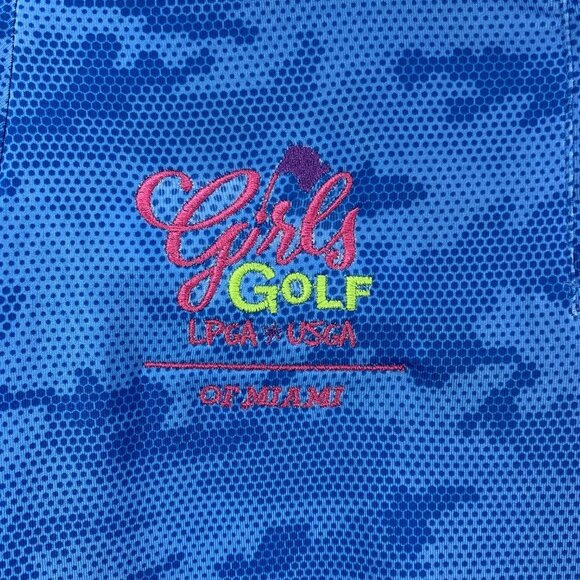 Garb Inc Polo Shirt Girls Medium Blue‎ Golf PGA Jr League Mel Reid Signature - Picture 4 of 7
